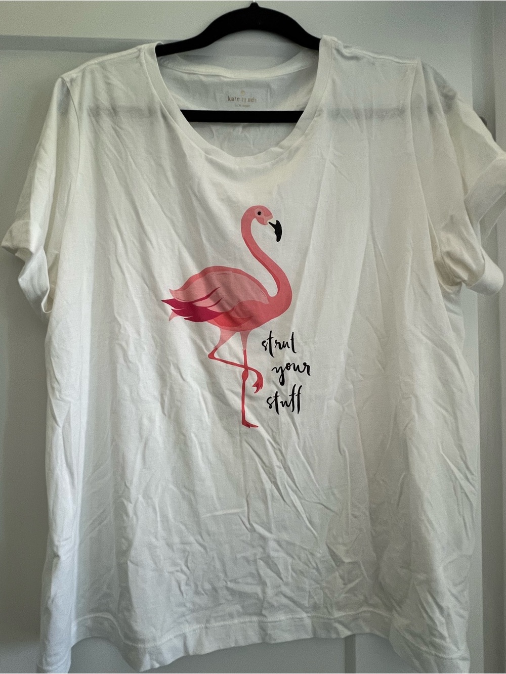 kate spade White Tee with Pink Flamingo Graphic